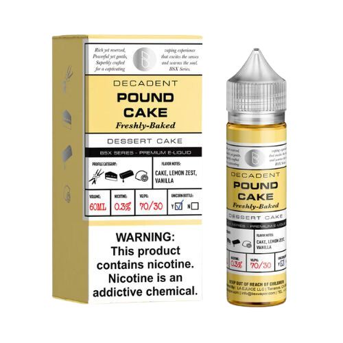BSX Series By Glas Decadent Pound Cake 60ml 0mg from BSX GLAS at Elevate Evolution- Grab yours today for $16.99!