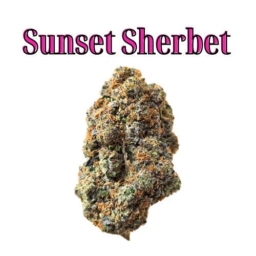 Sunset Sherbet 24% Indica/Hybrid THC-A Flower from Not specified at Elevate Evolution- Grab yours today for $14.99! 