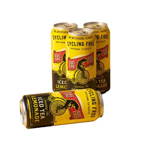 Cycling Frog Sparkling THC Iced Tea Lemonade- 50mg delta-9 THC + 50mg CBD per 16oz can from Cycling Frog at Elevate Evolution- Grab yours today for $11.99! 