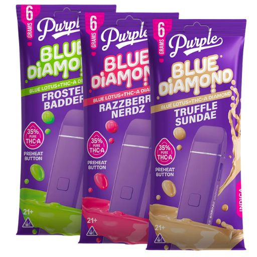 Purple Blue Diamond Blue Lotus + THCa Diamonds Disposable 6g from Purple at Elevate Evolution- Grab yours today for $36.79! 